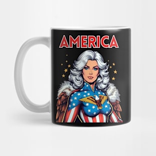 America: Patriotic USA Female Comic Book Superhero July 4th Mug